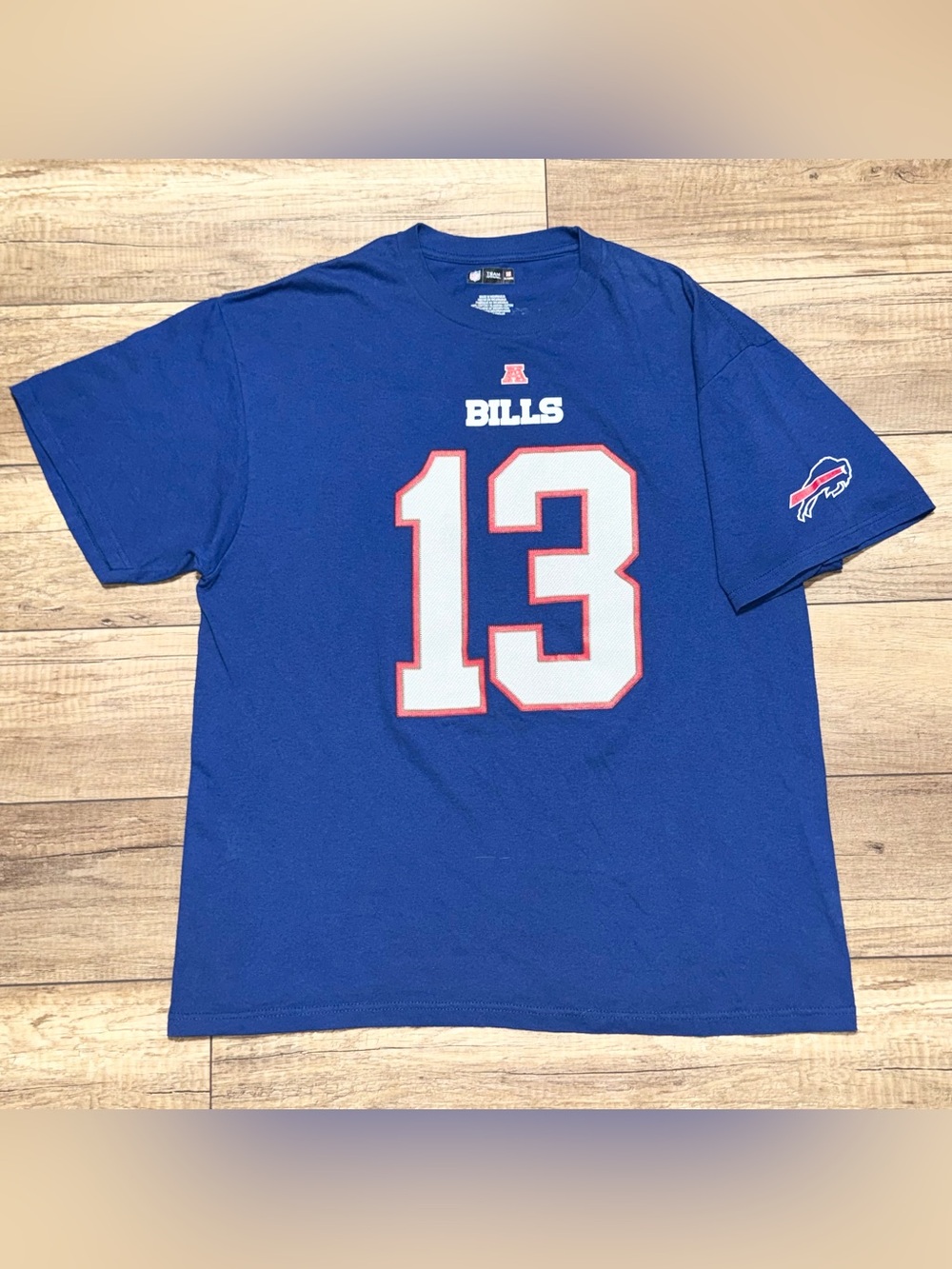 Buffalo Bills Stevie Johnson #17 Retro NFL Team Apparel Jersey T Shirt Mens XL